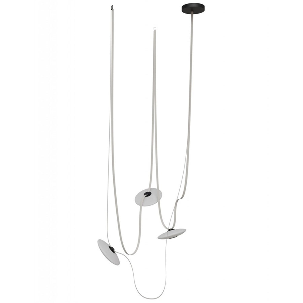 Avenue Fremont Belt 3-Light 275"L Pendant, Ivory/White Disc