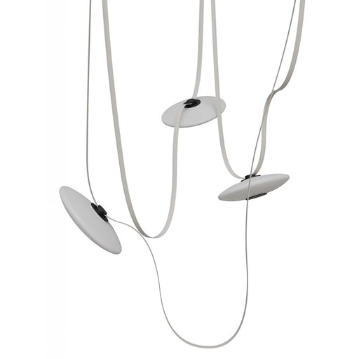 Avenue Fremont Belt 3-Light 275"L Pendant, Ivory/White Disc