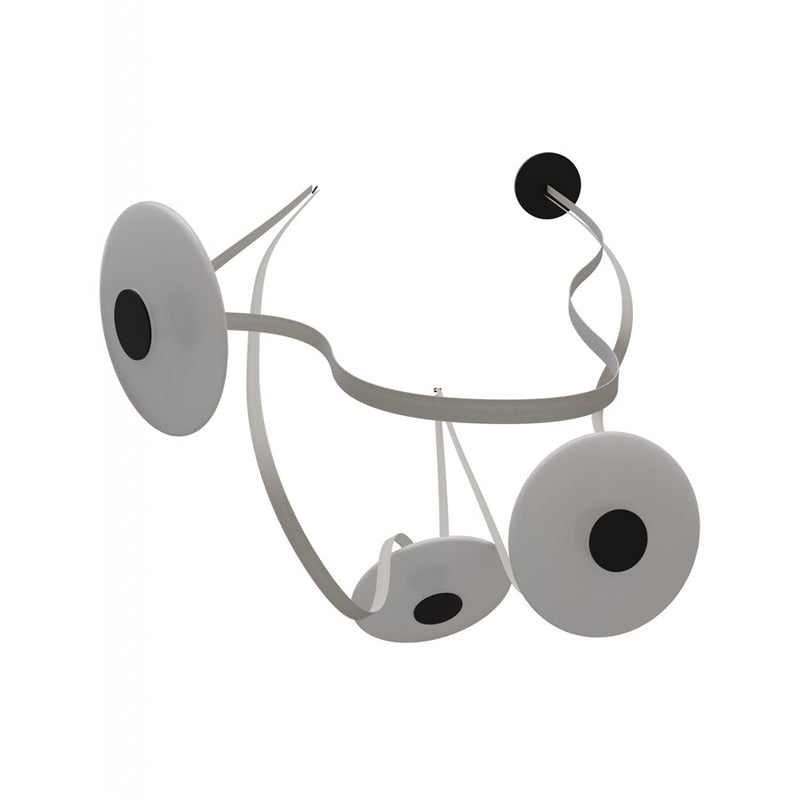 Avenue Fremont Belt 3-Light 275"L Pendant, Ivory/White Disc