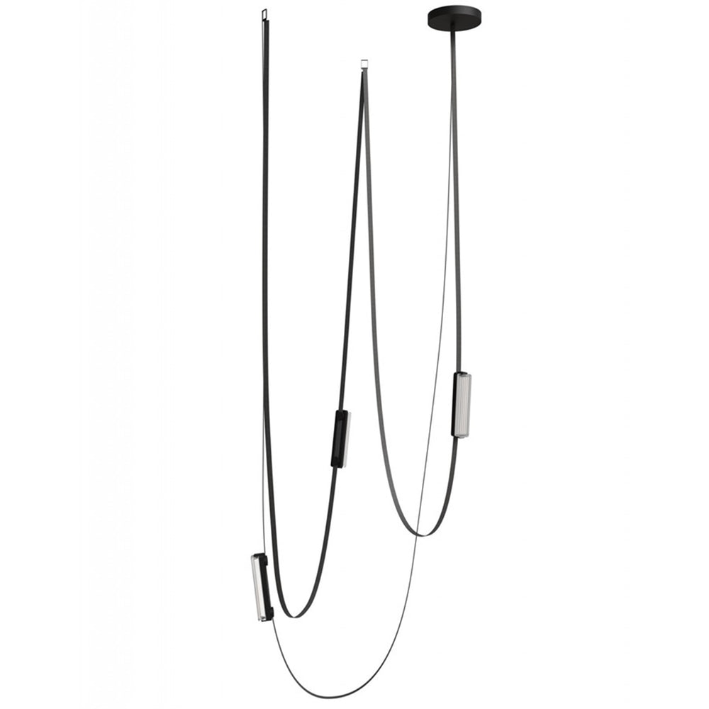 Avenue Fremont Belt 3-Lt 275"L Pendant, Black/Ribbed Bars