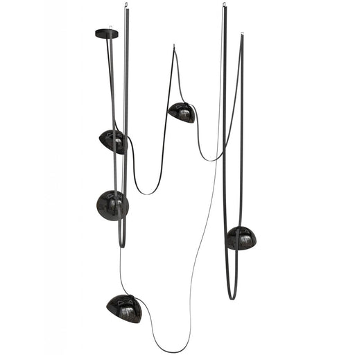 Avenue Fremont ​Belt 5-Lt 551"L Pendant, Black/Smoked Bowls - AEHF7205-G102-BLK