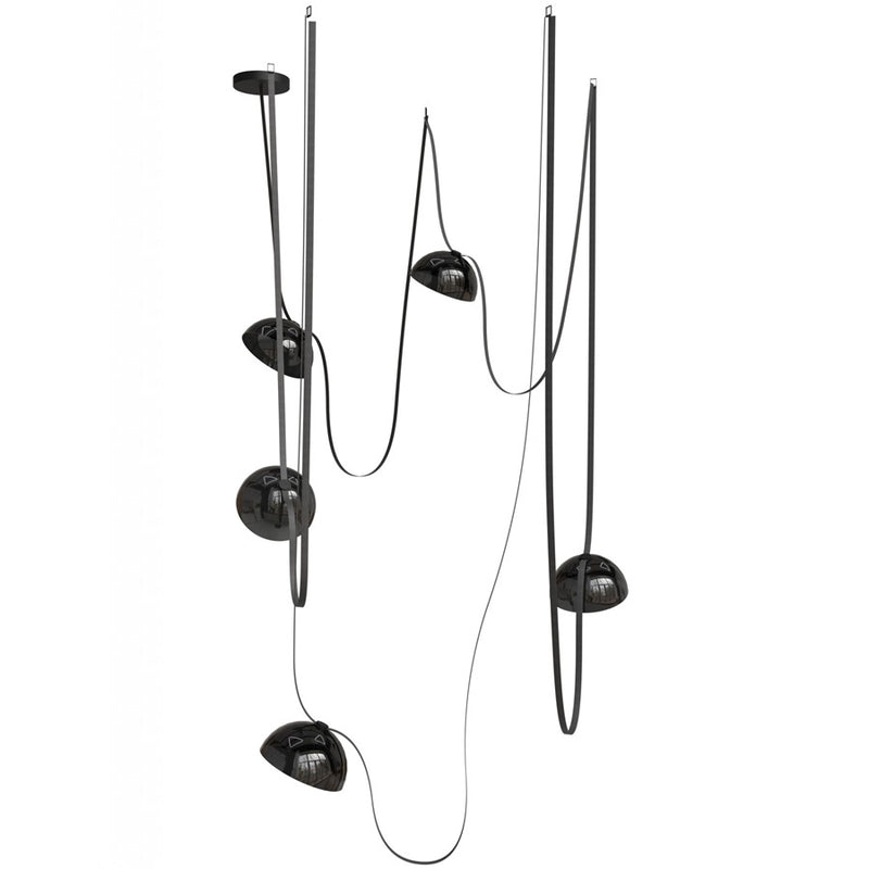 Avenue Fremont Belt 5-Lt 551"L Pendant, Black/Smoked Bowls - AEHF7205-G102-BLK