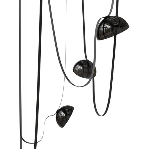 Avenue Fremont Belt 5-Lt 551"L Pendant, Black/Smoked Bowls