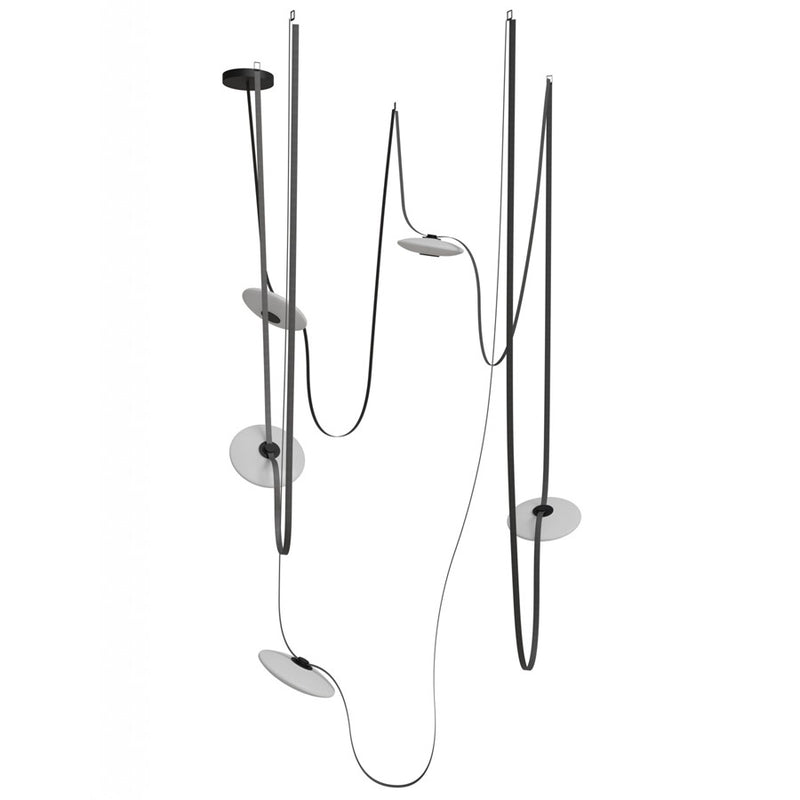 Avenue Fremont Belt 5-Light 551"L Pendant, Black/White Disc