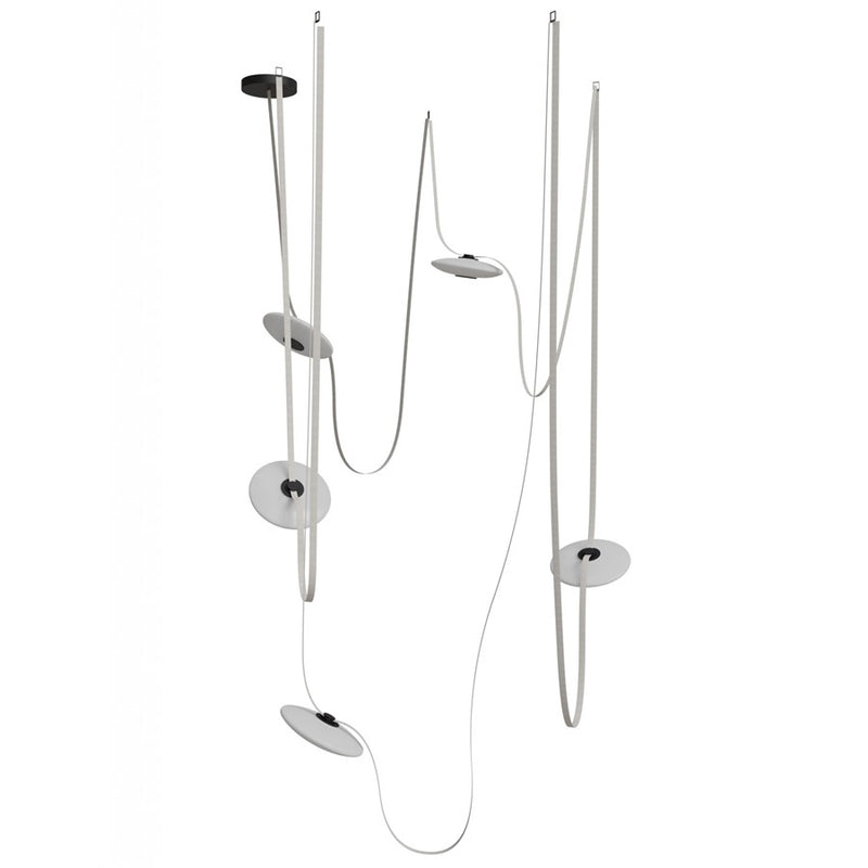 Avenue Fremont Belt 5-Light 551"L Pendant, Ivory/White Disc - AEHF7205-G201-IVY