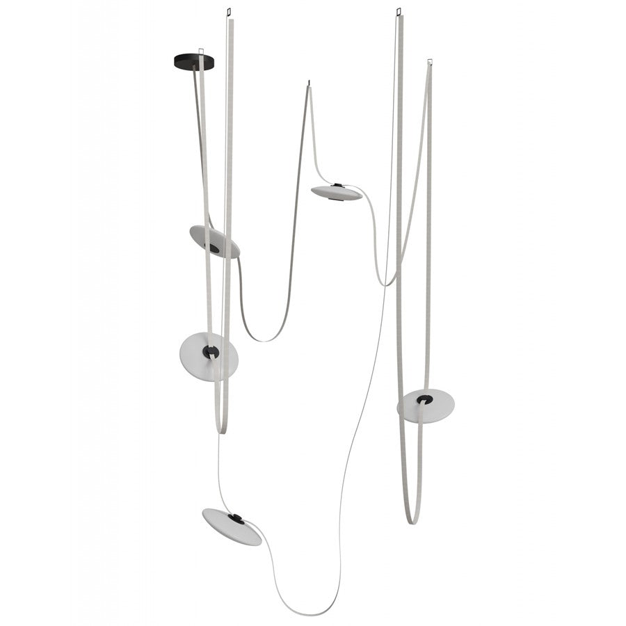 Avenue Fremont Belt 5-Light 551"L Pendant, Ivory/White Disc