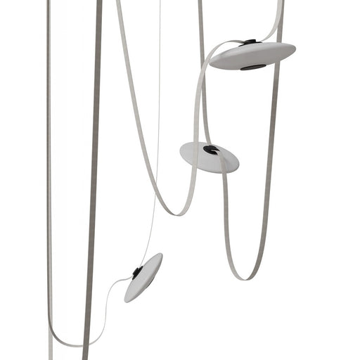 Avenue Fremont Belt 5-Light 551"L Pendant, Ivory/White Disc