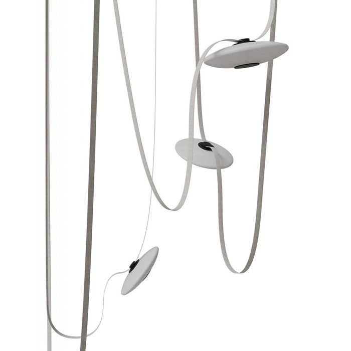 Avenue Fremont Belt 5-Light 551"L Pendant, Ivory/White Disc