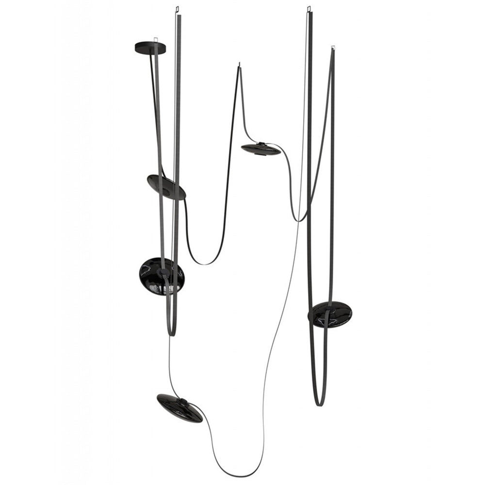 Avenue Fremont Belt 5-Lt 551"L Pendant, Black/Smoked Disc