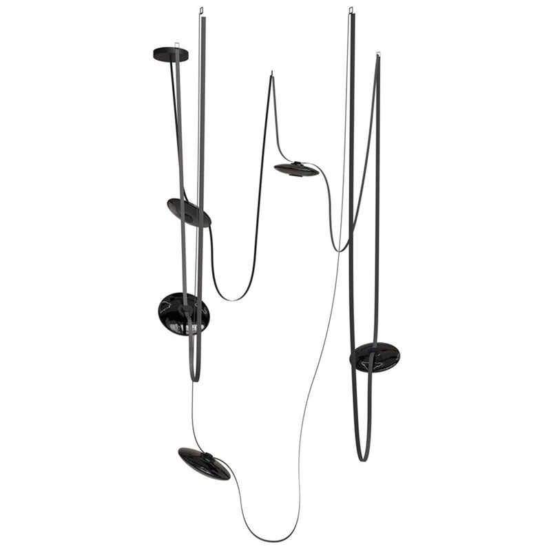 Avenue Fremont Belt 5-Lt 551"L Pendant, Black/Smoked Disc - AEHF7205-G202-BLK