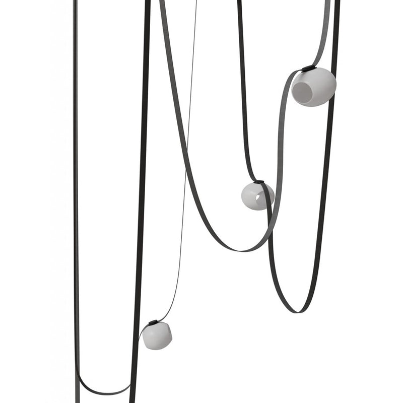 Avenue Fremont Belt 5-Lt 551"L Pendant, BK/WH Open Globes - AEHF7205-G301-BLK