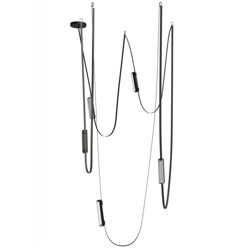 Avenue Fremont Belt 5-Lt 551"L Pendant, Black/Ribbed Bars