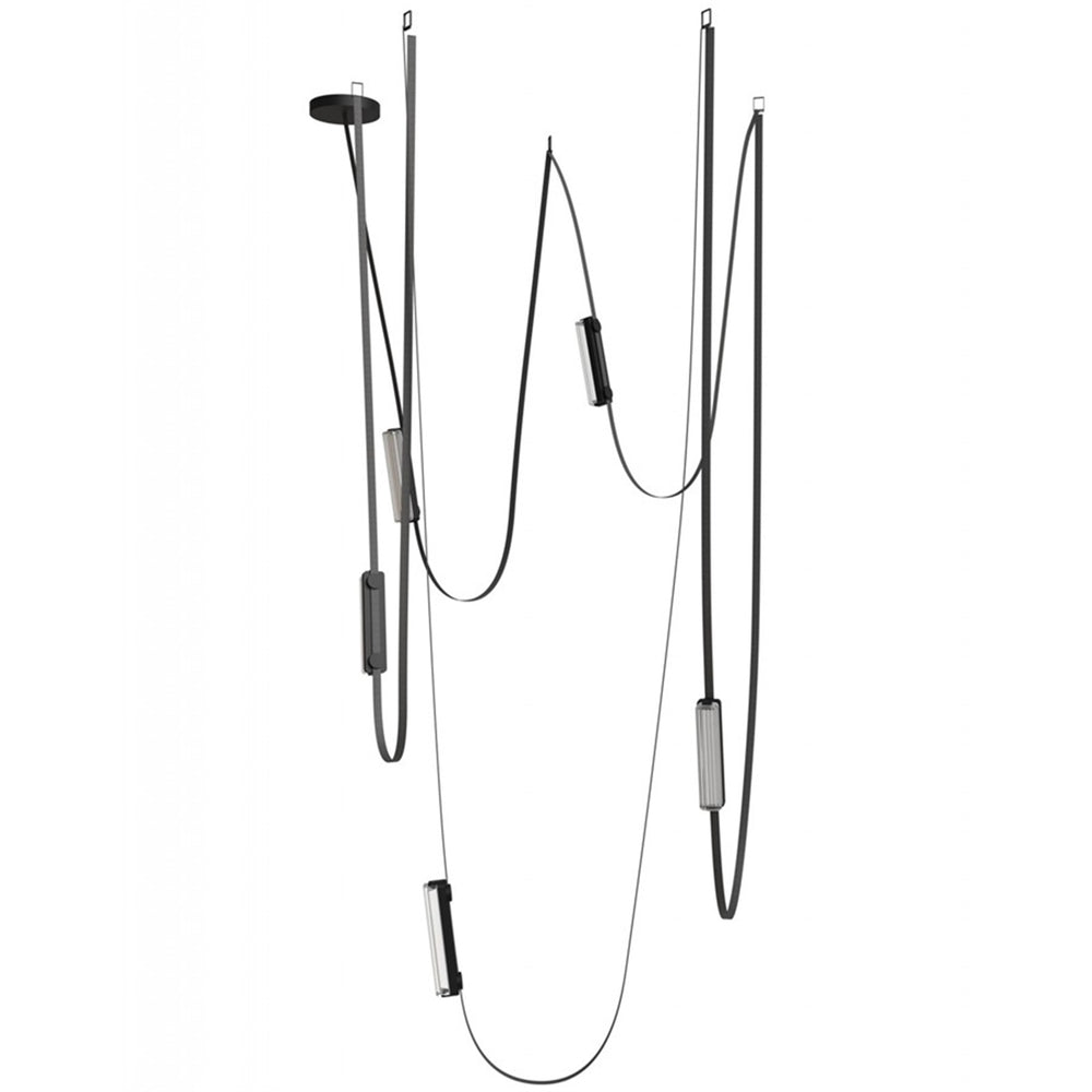 Avenue Fremont Belt 5-Lt 551"L Pendant, Black/Ribbed Bars