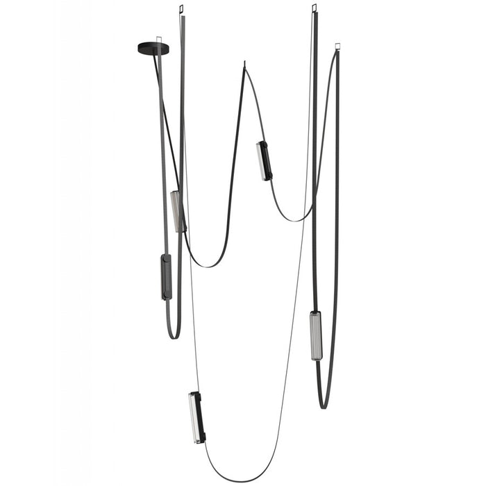 Avenue Fremont ​Belt 5-Lt 551"L Pendant, Black/Ribbed Bars - AEHF7205-G400-BLK