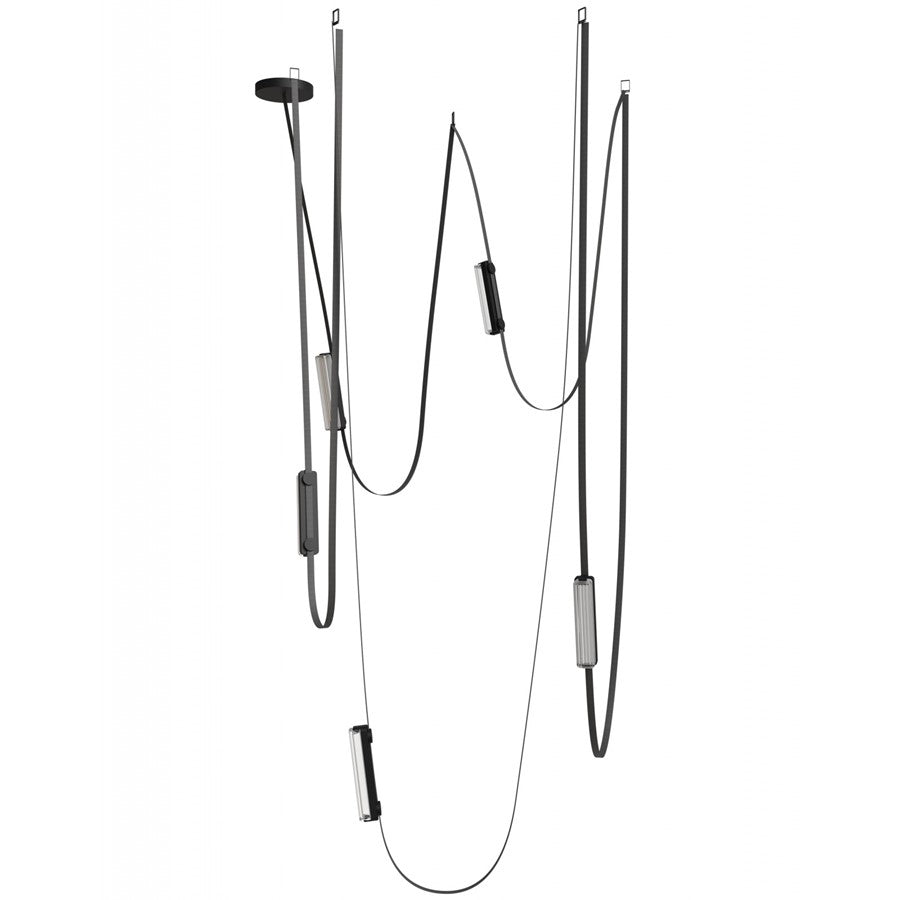 Avenue Fremont ​Belt 5-Lt 551"L Pendant, Black/Ribbed Bars - AEHF7205-G400-BLK