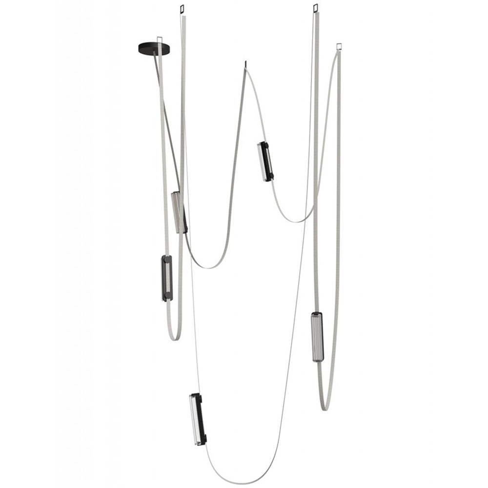 Avenue Fremont Belt 5-Lt 551"L Pendant, Ivory/Ribbed Bars