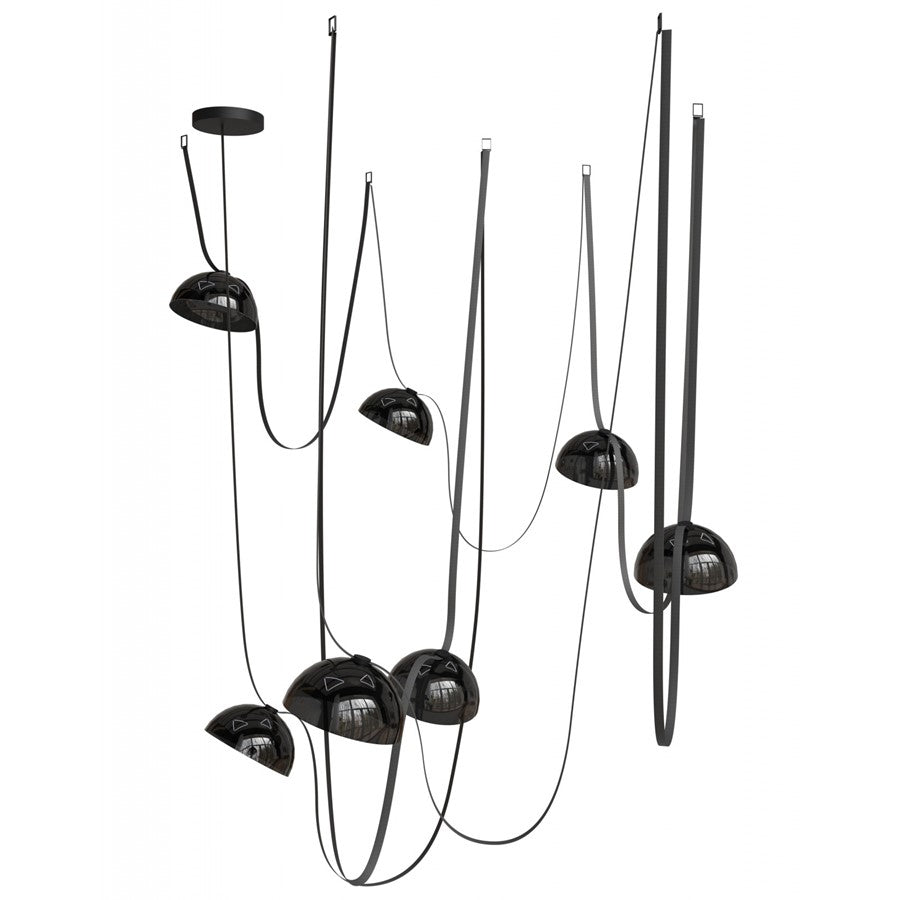 Avenue Fremont ​Belt 7-Lt 826"L Pendant, Black/Smoked Bowls - AEHF7207-G102-BLK