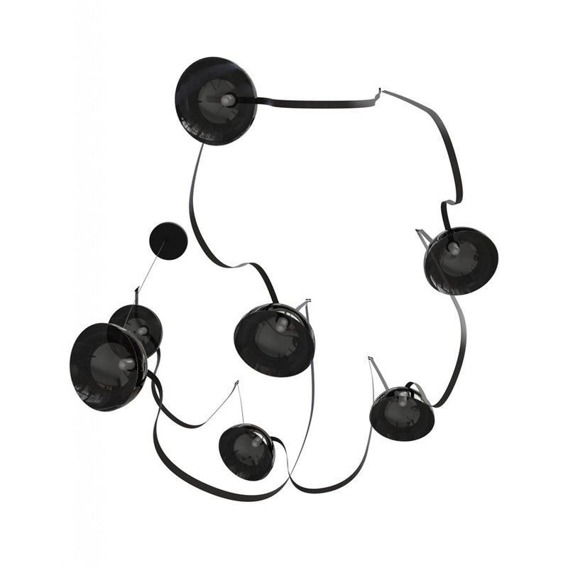 Avenue Fremont Belt 7-Lt 826"L Pendant, Black/Smoked Bowls - AEHF7207-G102-BLK