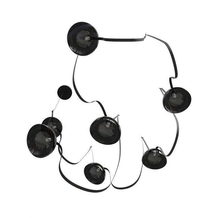 Avenue Fremont Belt 7-Lt 826"L Pendant, Black/Smoked Bowls