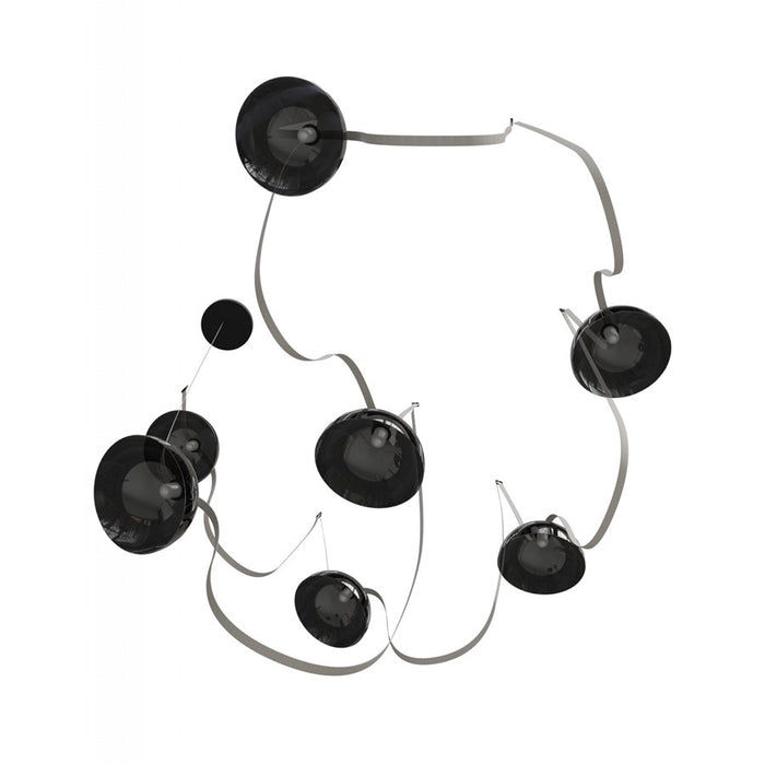 Avenue Fremont Belt 7-Lt 826"L Pendant, Ivory/Smoked Bowls