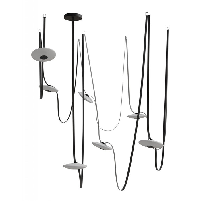 Avenue Fremont ​Belt 7-Light 826"L Pendant, Black/White Disc - AEHF7207-G201-BLK