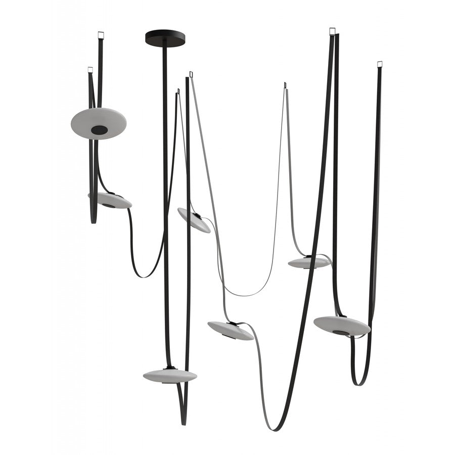 Avenue Fremont ​Belt 7-Light 826"L Pendant, Black/White Disc - AEHF7207-G201-BLK
