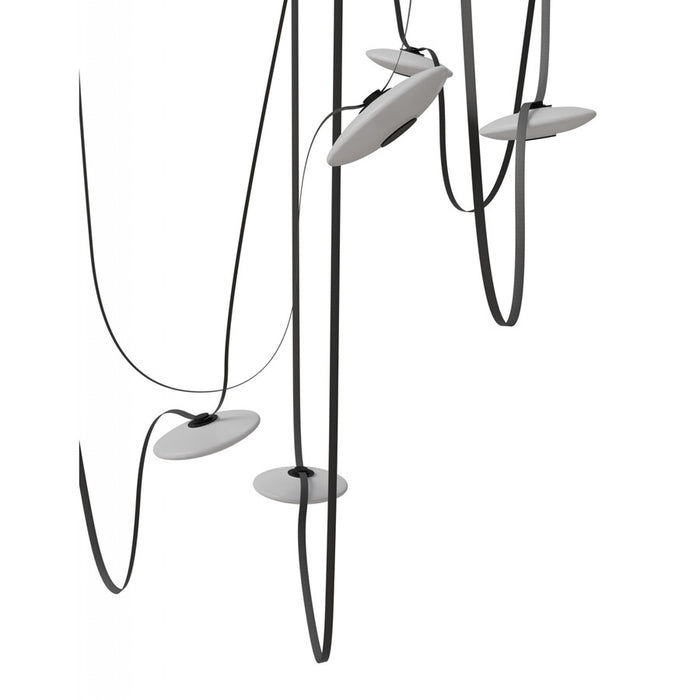 Avenue Fremont Belt 7-Light 826"L Pendant, Black/White Disc