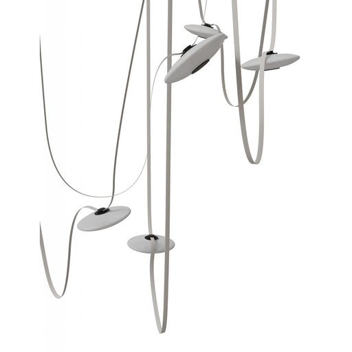 Avenue Fremont Belt 7-Light 826"L Pendant, Ivory/White Disc