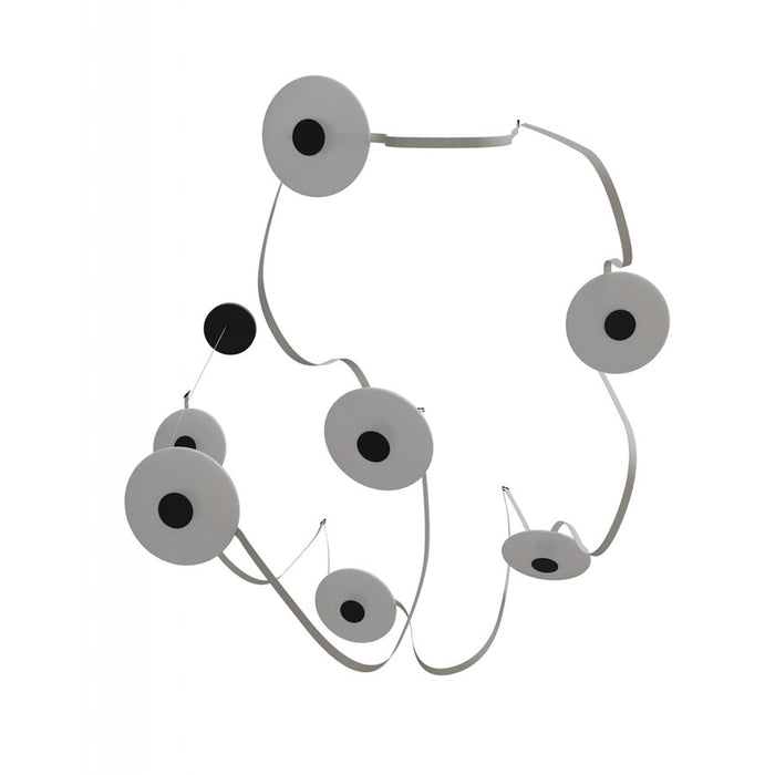 Avenue Fremont Belt 7-Light 826"L Pendant, Ivory/White Disc