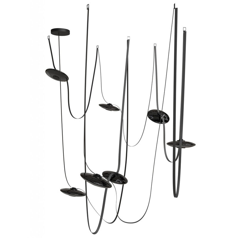Avenue Fremont Belt 7-Lt 826"L Pendant, Black/Smoked Disc - AEHF7207-G202-BLK