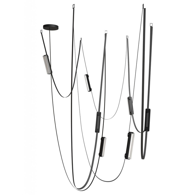 Avenue Fremont Belt 7-Lt 826"L Pendant, Black/Ribbed Bars - AEHF7207-G400-BLK