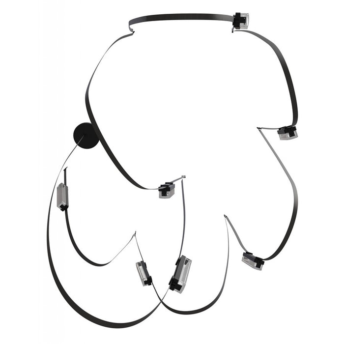 Avenue Fremont Belt 7-Lt 826"L Pendant, Black/Ribbed Bars