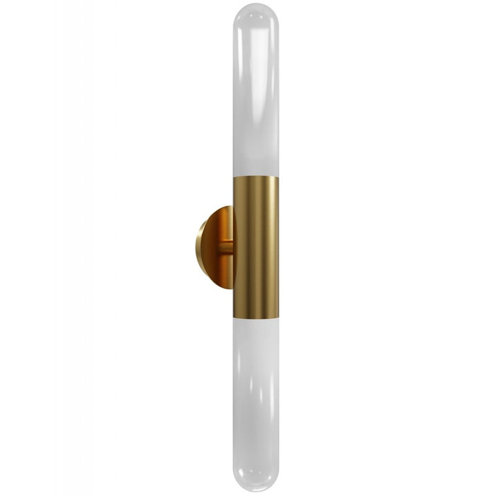 Avenue Lighting Tribeca 2 Light 33" Wall Sconce, Aged Brass/White