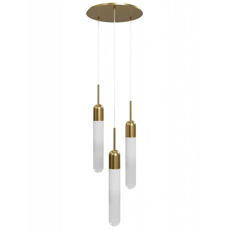 Avenue Lighting Tribeca 3Lt Pendant/Multi Port , Brass/White