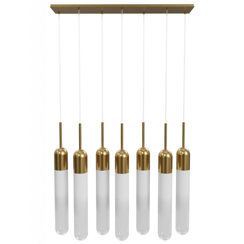 Avenue Lighting Tribeca 7Lt 10" Pendant/Multi Port , Brass/White - HF7407-AB