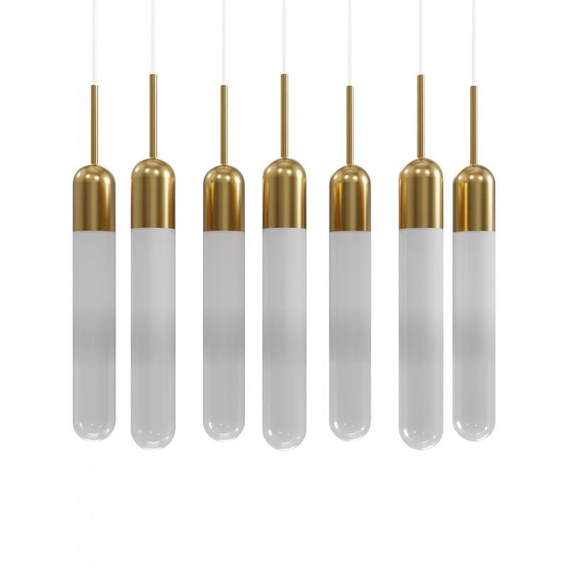 Avenue Lighting Tribeca 7Lt 10" Pendant/Multi Port , Brass/White - HF7407-AB