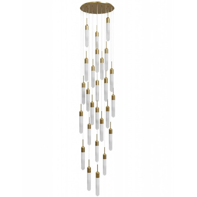 Avenue Lighting Tribeca 25 Light Pendant, Aged Brass/White