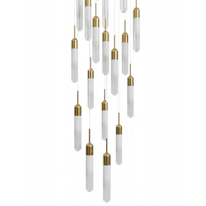 Avenue Lighting Tribeca 25 Light Pendant, Aged Brass/White