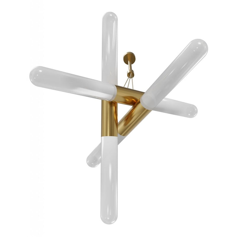 Avenue Lighting Tribeca 6 Light 22" Pendant, Aged Brass/White - HF7433-AB
