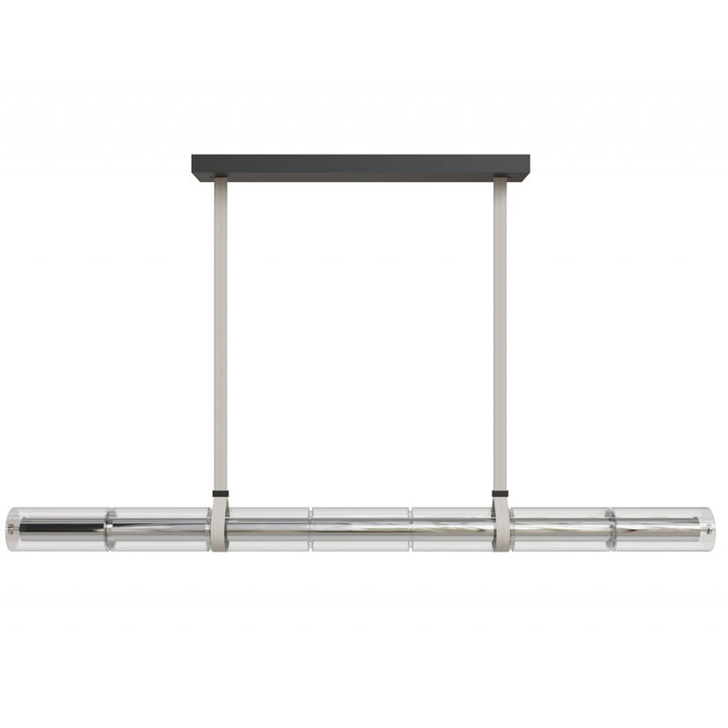 Avenue Lighting 64"W Tubular LED Pendant, Ivory/Clear Glass
