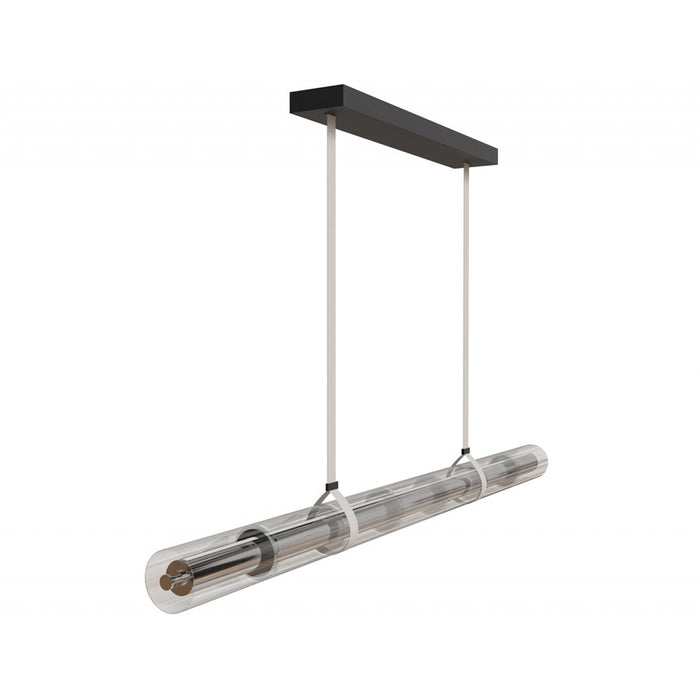 Avenue Lighting 64"W Tubular LED Pendant, Ivory/Clear Glass