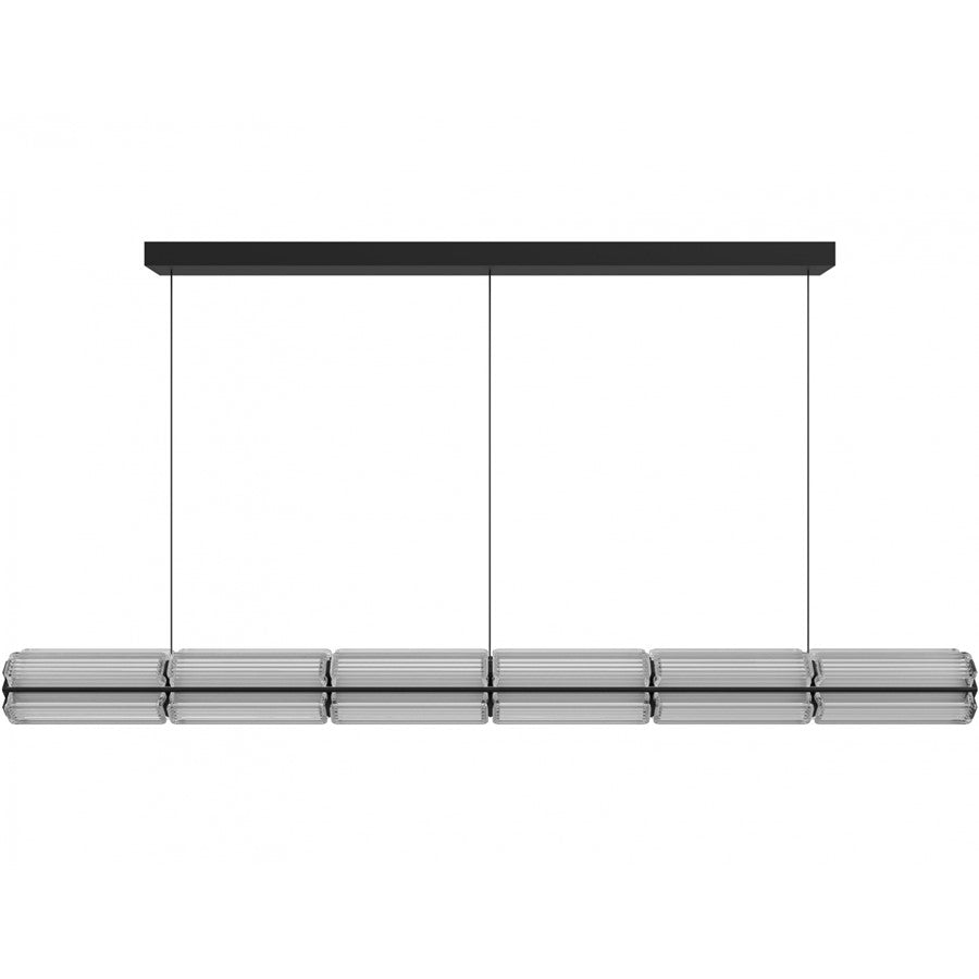 Avenue Fremont 78"W Linear LED Pendant, Black/Clear Ribbed Glass - AEHF7886-BK