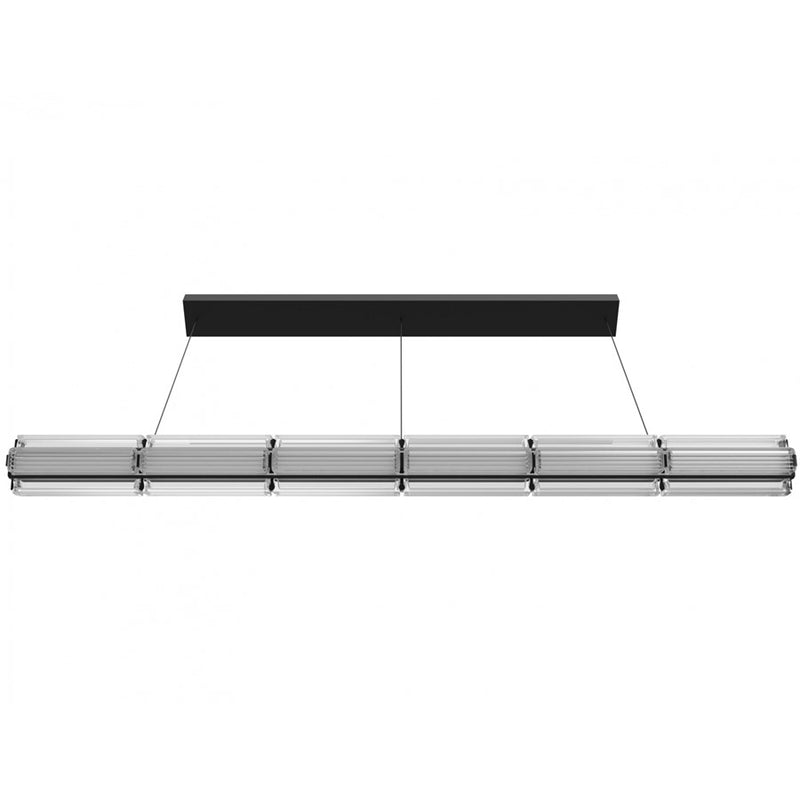 Avenue Fremont 78"W Linear LED Pendant, Black/Clear Ribbed Glass - AEHF7886-BK