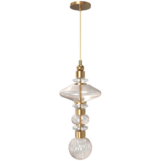 Avenue Lighting Avra LED 20" Pendant, Aged Brass/Top Stacked Glass - HF7900-AB