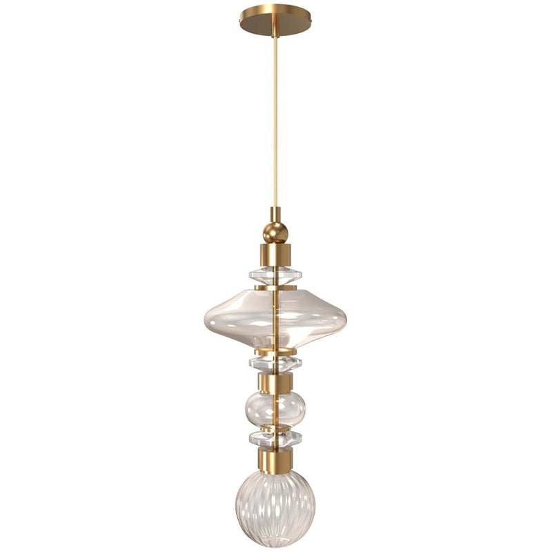 Avenue Lighting Avra LED 20" Pendant, Aged Brass/Top Stacked Glass - HF7900-AB