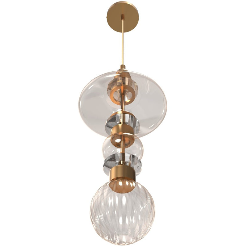 Avenue Lighting Avra LED 20" Pendant, Aged Brass/Top Stacked Glass - HF7900-AB