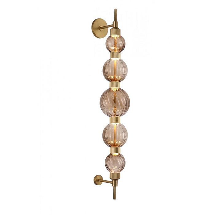 Avenue Zayna 5-Light 38"H LED Wall Sconce, Brass/Brown Glass