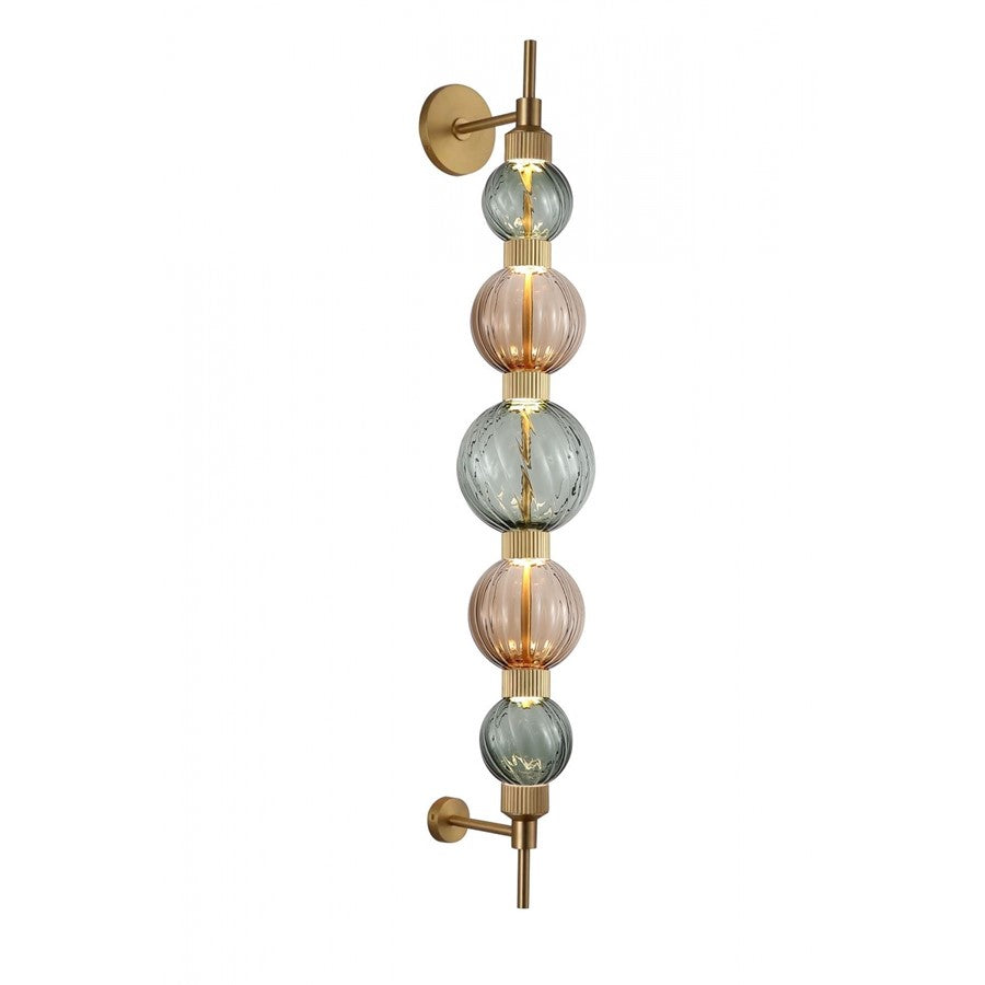 Avenue Zayna 5-Light 38"H LED Sconce, Brass/Green and Brown