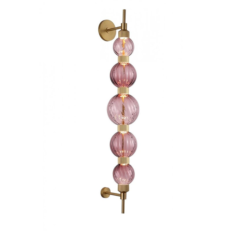 Avenue Zayna 5-Light 38"H LED Wall Sconce, Brass/Purple Glass