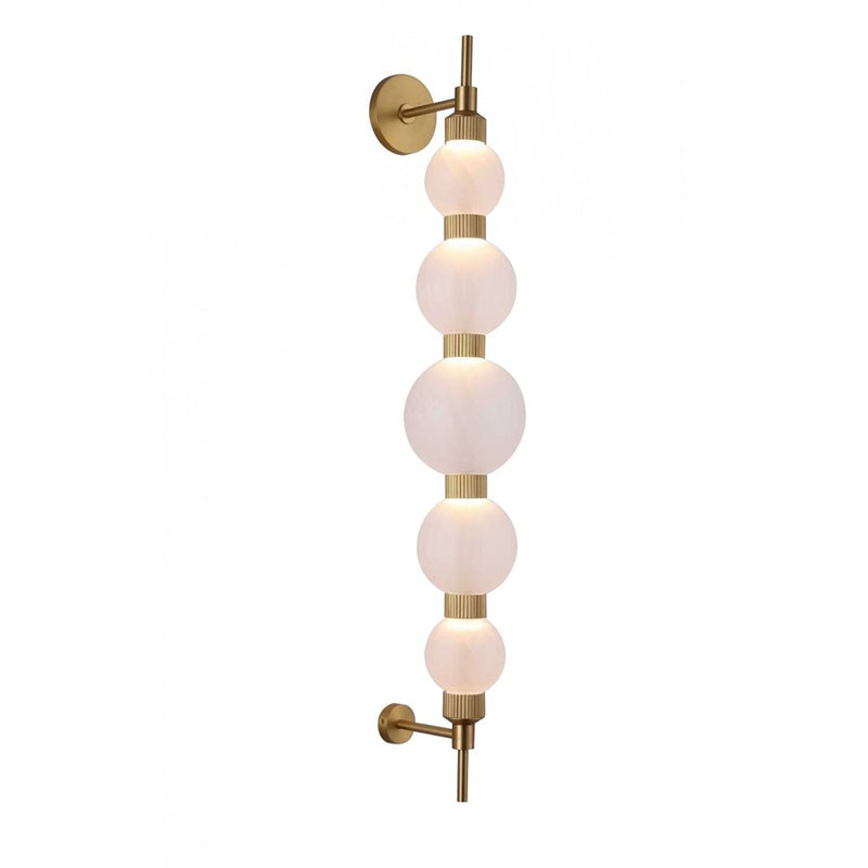 Avenue Zayna 5-Light 38"H LED Wall Sconce, Brass/White Glass